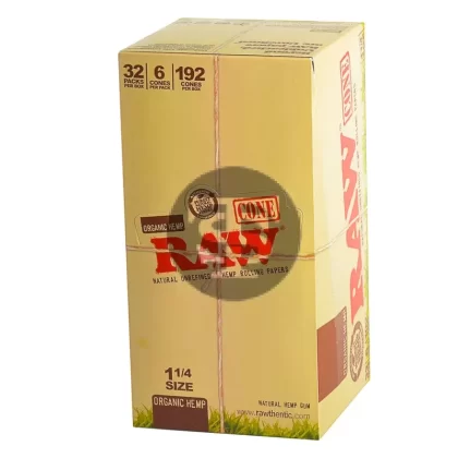 RAW Organic Pre Rolled 1 1/4 Cones 32 Packs of 6