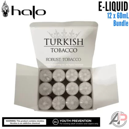 Halo Turkish Tobacco E-Liquid 60mL 12 Bottle Bundle Box - 0mg - 12 Bottle Bundle, 12mg - 12 Bottle Bundle