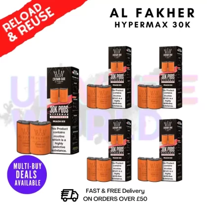 Peach ICE AL Fakher 30K Box Of 5 Replacement Pods