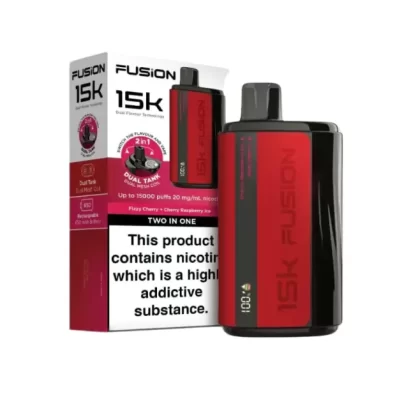 Ivg Fusion 2 in 1 Disposable Vape – Fizzy Cherry + Cherry Raspberry 20mg (15000Puffs)