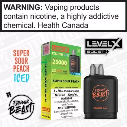 Super Sour Peach Iced Flavour Beast LEVEL X BOOST PODS