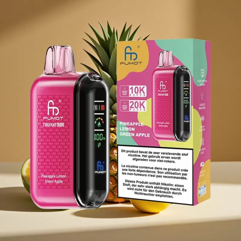 Fumot Tornado 20000 Puffs Dual Mesh 20ml Disposable Vape Pineapple Lemon Green Apple - Image 2