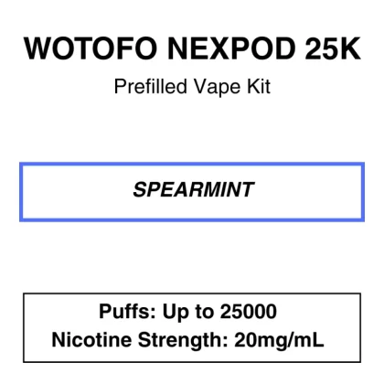 Wotofo – Nexpod 25K – Prefilled Vape Kit – Spearmint