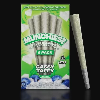 Delta Munchies Gassy Taffy 1g THCA Infused Prerolls (5 Pack)