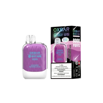 Oxbar Rocky Vapor G 8000 8000 Bouffées Framboise Pastèque Glacée Vape Jetable Rechargeable 20Mg