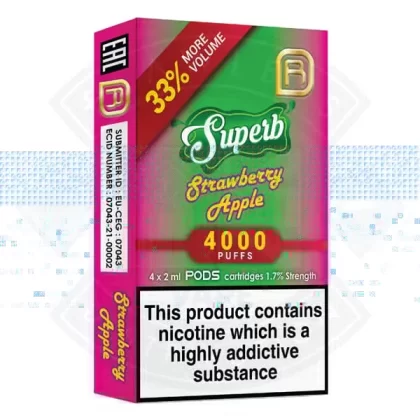 Superb NanoStix Pods- Strawberry Apple 4000puff 1.7%/ 4pack - Eliquidsupply