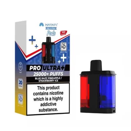 Hayati Pro Ultra Plus 25K Blue Razz Pineapple & Strawberry Ice Prefilled Pod + Refill - Ecigdepot
