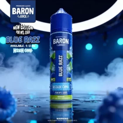 BARON MTL BLUE RAZZ MEDIUM COOL ELIQUID - Elegantvapestore