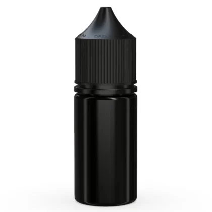 CHUBBY GORILLA | Child Resistant Stubby Unicorn PET Dropper Bottles Black | 30mL – w/ Black Lid – 1000 Count