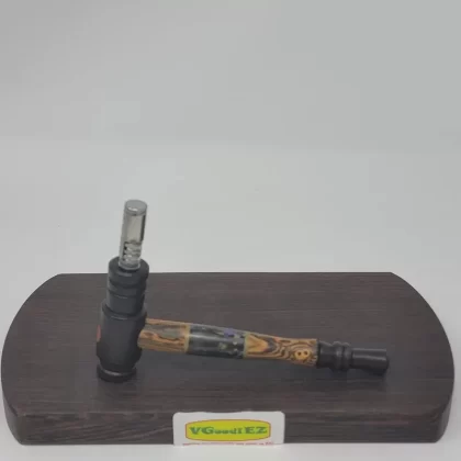 8mm OD Custom Dynavap Stem/Pipe in Bocote w/ Blackwood Mouthpiece/Pipe & Acrylic/Bronze Inlay by Aezhenn Wood