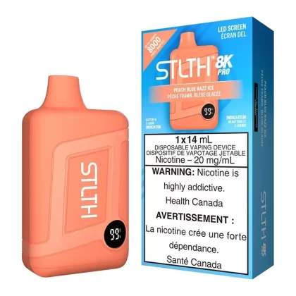 STLTH 8K Pro Disposable Vape Device – Peach Blue Razz Ice - 20mg/mL