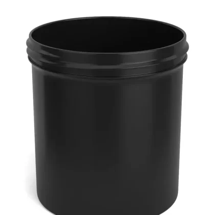 Wide Mouth Straight Sided Black Plastic Jars | 89mm – 16oz – 205 Count