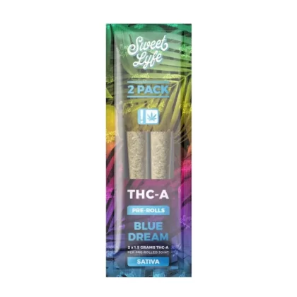 Sweet Lyfe THC-A Pre-Rolls – 3g - Strain#Blue Dream (S)>Berry Biscotti (H)>Sour Flower (S)>Grape Krush (I)>Caramel Cream (H)>Green Crack (S)~Count#1 Pack>2 Pack (10% off)>3 Pack (10% off)