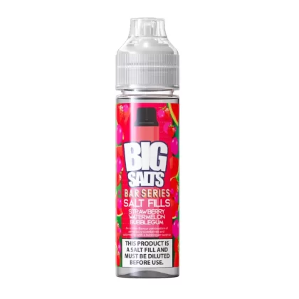 Big Salts Strawberry Watermelon Bubblegum – 60ml Salt Fills E Liquid - 5mg Nic Strength Including 3 x Blue Salt Shots, 10mg Nic Strength Including 3 x Pink Salt Shots