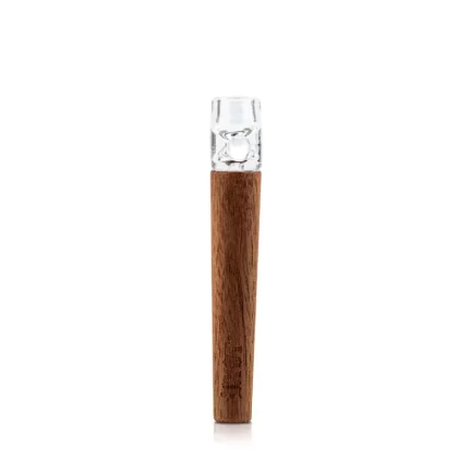 RYOT Wooden One Hitter with Glass Tip - size#12mm~color#Beech>Walnut