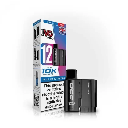 IVG Pro 12 Blue Razz Retro Prefilled Vape Pod + Refill - 20mg