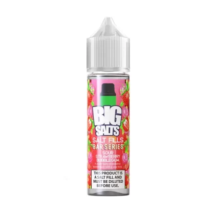 Big Salts Sour Strawberry Bubblegum – 60ml Salt Fills E Liquid - 5mg Nic Strength Including 3 x Blue Salt Shots, 10mg Nic Strength Including 3 x Pink Salt Shots