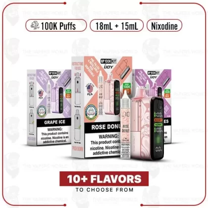 IJoy XP Nixodine 100K Puff Disposable Kit/15ml Bottle - Blue Cotton Candy, Blue Razz Ice (25D97A)