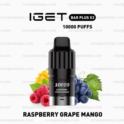 IGET Bar Plus S3 Pod – Raspberry Grape Mango - Ozvapeone (6DADCE)
