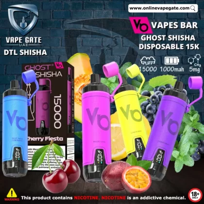 Vapes Bar Ghost Shisha Disposable Vape (15,000 PUFFS) - Lemon Mint / 5 mg