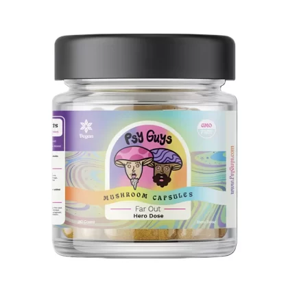 PsyGuys Hero Dose Mushroom Capsules – Far Out - 5 Count, 20 Count; <a href="https://purenow.com/lab-test-results/" class="lab-results-link" style="font-style: normal;" target="_blank" rel="n