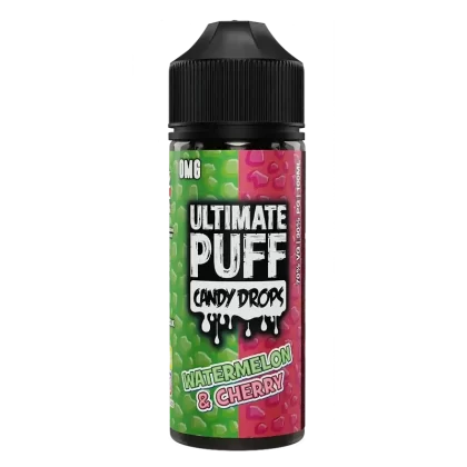 Ultimate Puff Candy Drops Watermelon & Cherry 100ml Shortfill E-Liquid - Ecigpremium