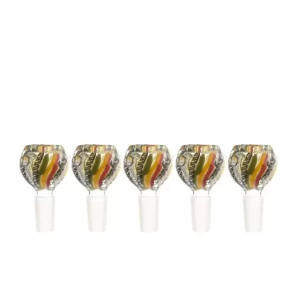 Bowl | Rasta Stripe White Lattacino Bowl | 14mm – Rasta – 5 Count - Vape Store