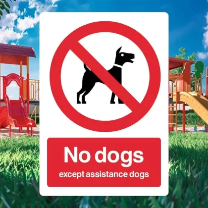 No Dogs Except Assistance Sign