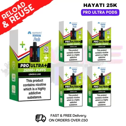 Hayati 25K Lemon Lime Replacement Pods Box Of 5