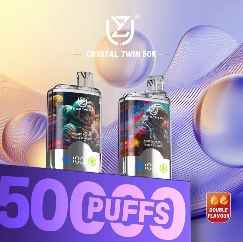 UZY CRYSTAL TWIN 50000 – 50K Puffs Crystal Design 0-5% Nicotine Disposable Vape Wholesale Price - 50000 puffs; Vape Product, Vape Product; Blueberry On Ice &Summer Peach Ice, Blueberry Raspb - Image 2