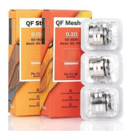 Vaporesso SKRR Tank Coils – QF Meshed 0.2Ω or QF Strip | Pack of 3x - Choose#3x QF Strips 0.15ohm>3x QF Meshed 0.2ohm (DCE6D7)