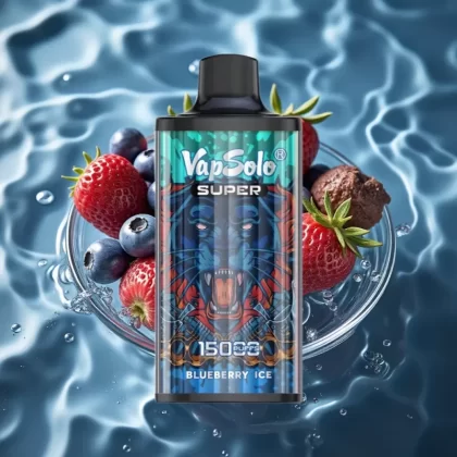 Vapsolo Super 15000 Puffs Disposable Vape Blueberry Ice – 40ml E-Liquid, 850mAh Mesh Coil, Type-C Charging - Bangvapeaustralia