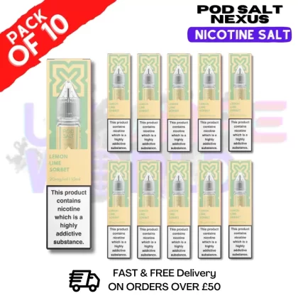 Lemon Lime Sorbet Pod Salt Nexus Nic Salt Box Of 10