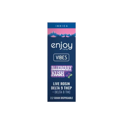 Enjoy Hemp Live Rosin Delta 9 THCP + Delta 8 THC 2.2 Gram Disposable for Vibes – Blueberry Kush (Indica)