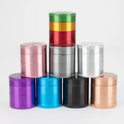 XTREME – 4 parts Aluminum Herb Grinder - Option1#Black>Light Blue>Grey>Pink>Purple>Rasta>Rose Gold>Silver