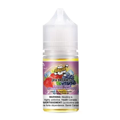 SLUGGER Jaw Breaker Salt – Passion Fruit Strawberry Grape Ice 30ml (20, 35, 50mg) - Vape Product, Vape Product