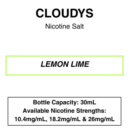 Lemon Lime – Cloudys Premium E- Liquid – Nic Salt – 30mL