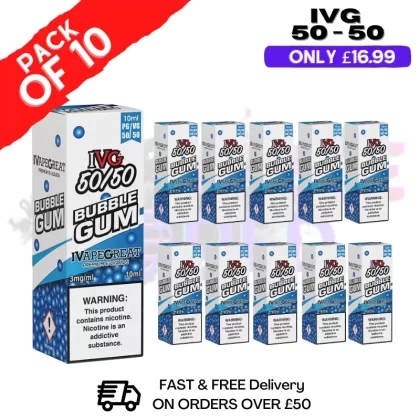 Bubblegum IVG 50/50 Eliquid Box Of 10
