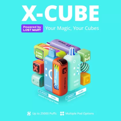 Made in Indonesia | Off-Stamp X-CUBE 25K Disposable KIT Powered By LOST MARY – 25,000 Puffs - Blue Razz Ice