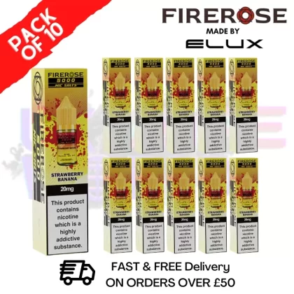 Strawberry Banana Firerose 5000 Nic Salt Box Of 10