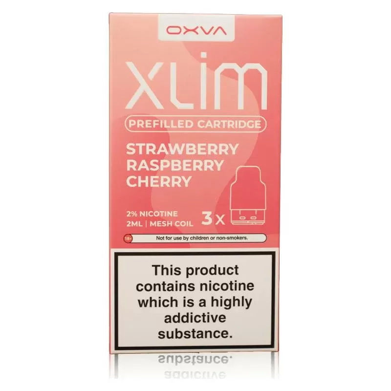 Xlim Prefilled Pods 3 Pack By Oxva (Dated Oct 2025) - Nicotine Strength#20mg~Flavour#Strawberry Raspberry Cherry ICE>Fizzy Cherry>Watermelon ICE>Mr Blue>Apple Peach>Rainbow Candy>Triple Mang (E8861A)