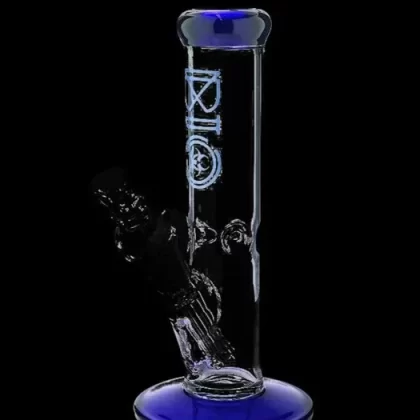 Bio Hazard Glass Straight Ice Bong With Color Accents
