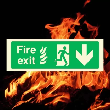 Down Arrow Exit Glow Sign