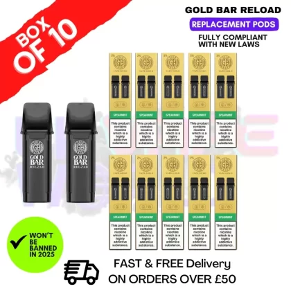 Spearmint Gold Bar Reload Prefilled Pods Box of 10