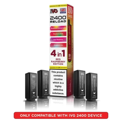 IVG 2400 Reload 4 in 1 Prefilled Pods Red Raspberry Edition - Strength#20mg