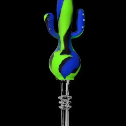 Silicone Cactus Dab Straw Collector - Style#Quartz Tip>Titanium Tip