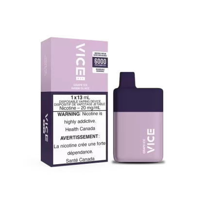 Vice Box Rechargeable Disposable Vape – 6000 Puffs – Grape Ice – Zero Nicotine - Vape Product