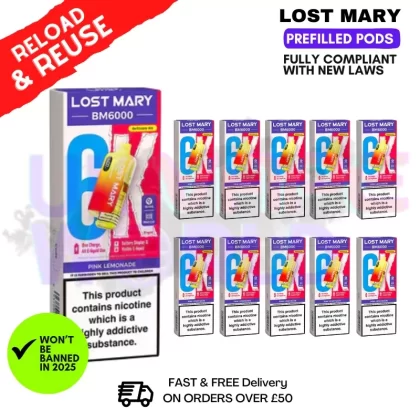 Pink Lemonade Lost Mary BM6000 Replacement Pods BOX OF 10