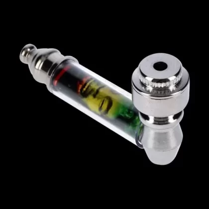 Metal Hand Pipe with Rasta Themed Acrylic Wrap