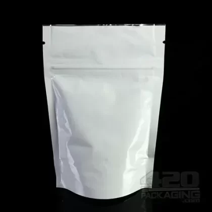 White-White 3″ x 5″ Mylar Stand Up Pouch Zip Bags 100/Box - Ejuicewarehouse
